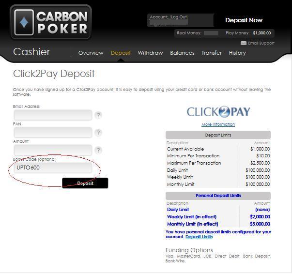 Carbon Poker Bonuscode