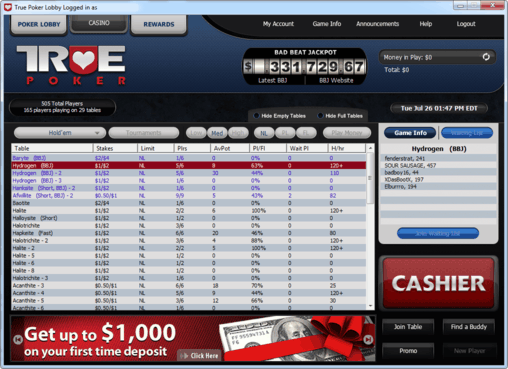 True Poker Lobby